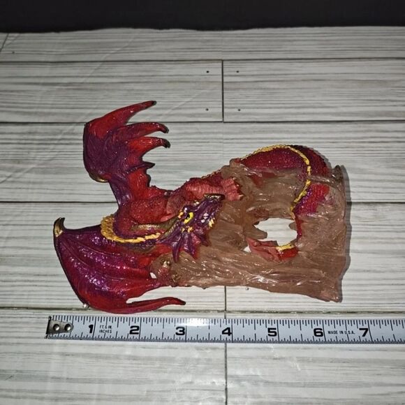 Vintage Red Pink Crawling Dragon Statue Fantasy Myth Collectible Decor - Picture 10 of 12